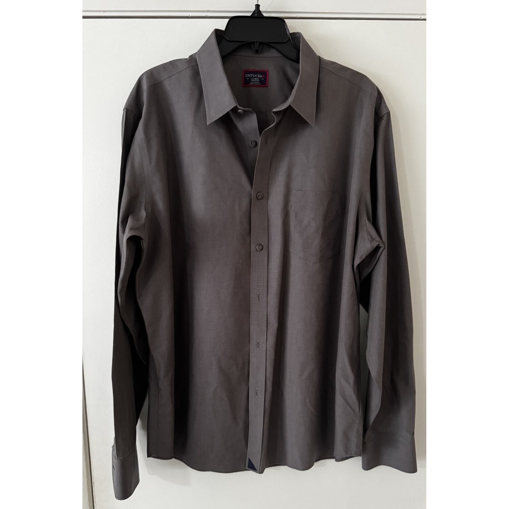 UNTUCKit Dress Shirt Men's Size XL Gray Cotton Button Down 03046 Sangiovese